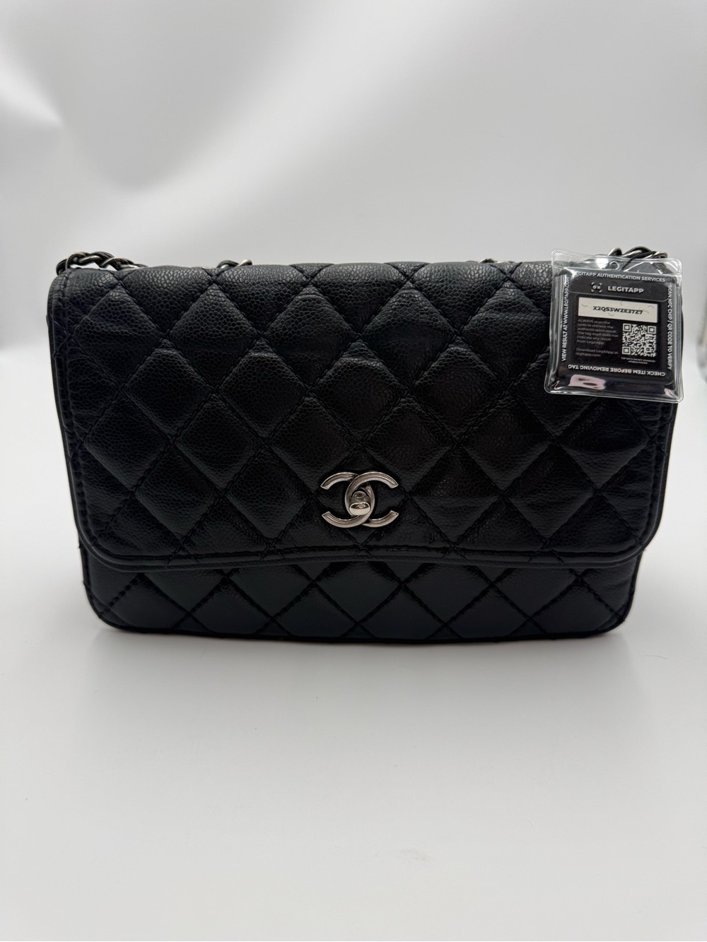 Chanel Quilted Leather Shoulder Bag in Black Caviar